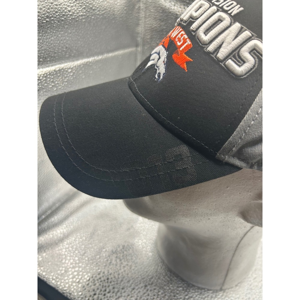 New Era Denver Broncos 2013 AFC West Division Champions Hat 9FORTY Black Grey - Picture 3 of 7